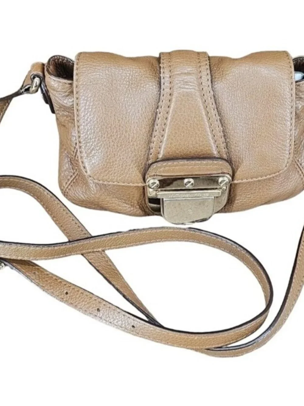 Michael Kors Charlton Pebbled Leather Adjustable Crossbody in Camel Brown